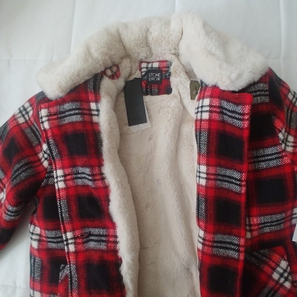 Volcom Stone Plaid Faux Fur Winter Coat/Jacket - Picture 4 of 7